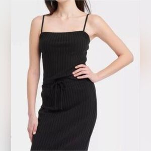 Universal Thread Black Ribbed 2 Pcs Set Size M Maxi Skirt With Slit On The Side